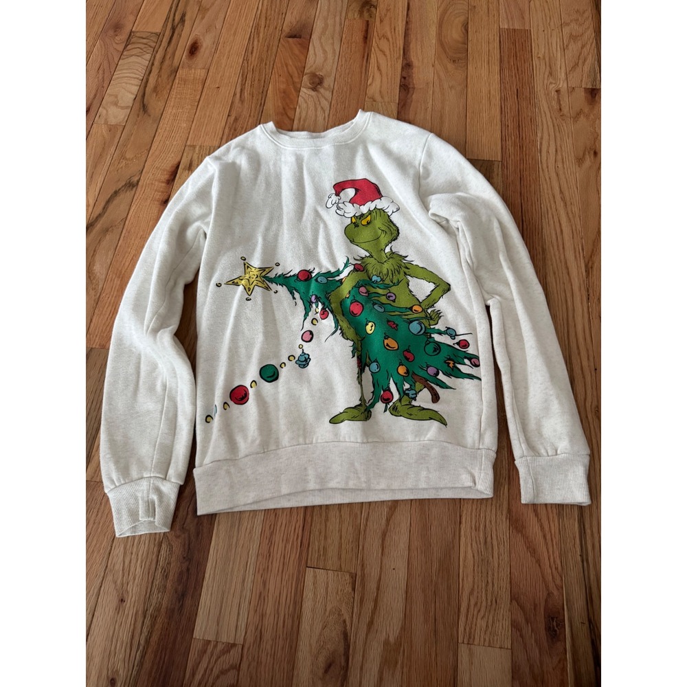 Dr. Seuss The Grinch Christmas Sweatshirt XXS White Max Dog Graphic Pullover